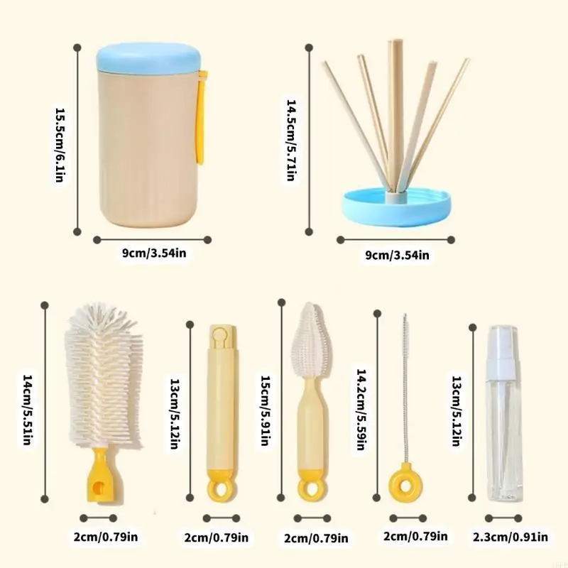 

16FE Bottle Brush Set with 360 Spin Silicone Brushes Versatile Baby Bottle Brush set for active Parents & Caregivers