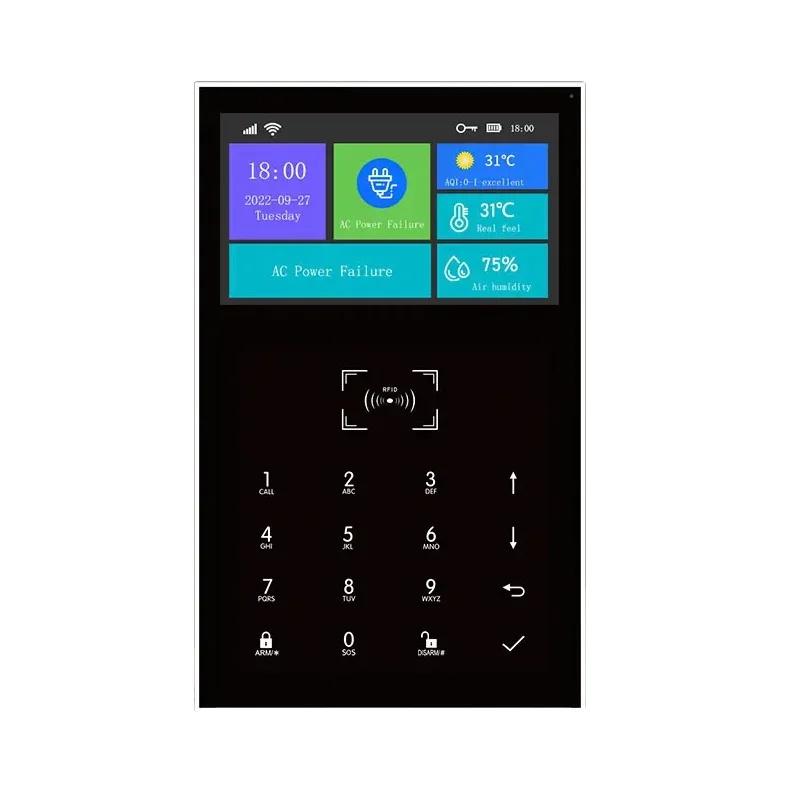 

2023 the latest alarm system 4.3 inches IPS color display screen WIFI+GSM/4G Full Touch Key Intelligent Alarm for home security