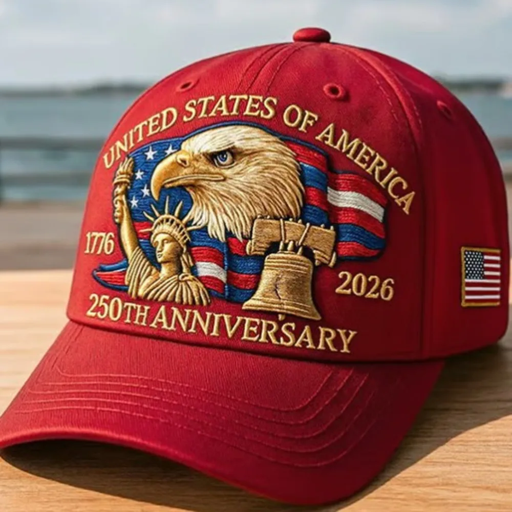 American 250th Anniversary Cap, Unisex, verstellbar, gewaschene Baumwolle, Schirmmütze, Adler-Grafik, Trucker-Mütze, Outdoor-Visier, Baseballkappe