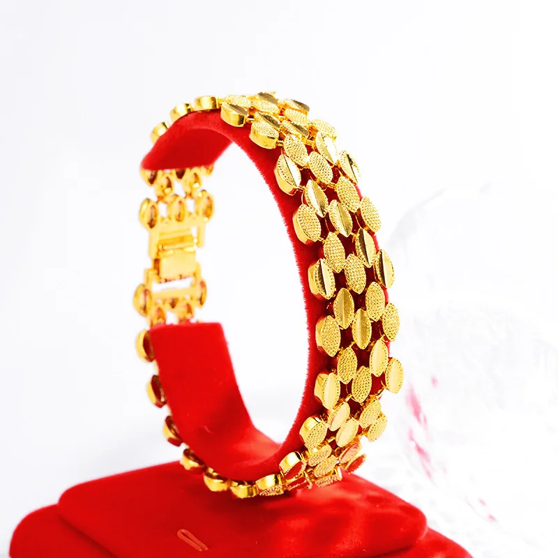 New AU999 gold bracelet tyrant gold jewelry 24K pure gold mens domineering thick bracelet boss watch chain gift