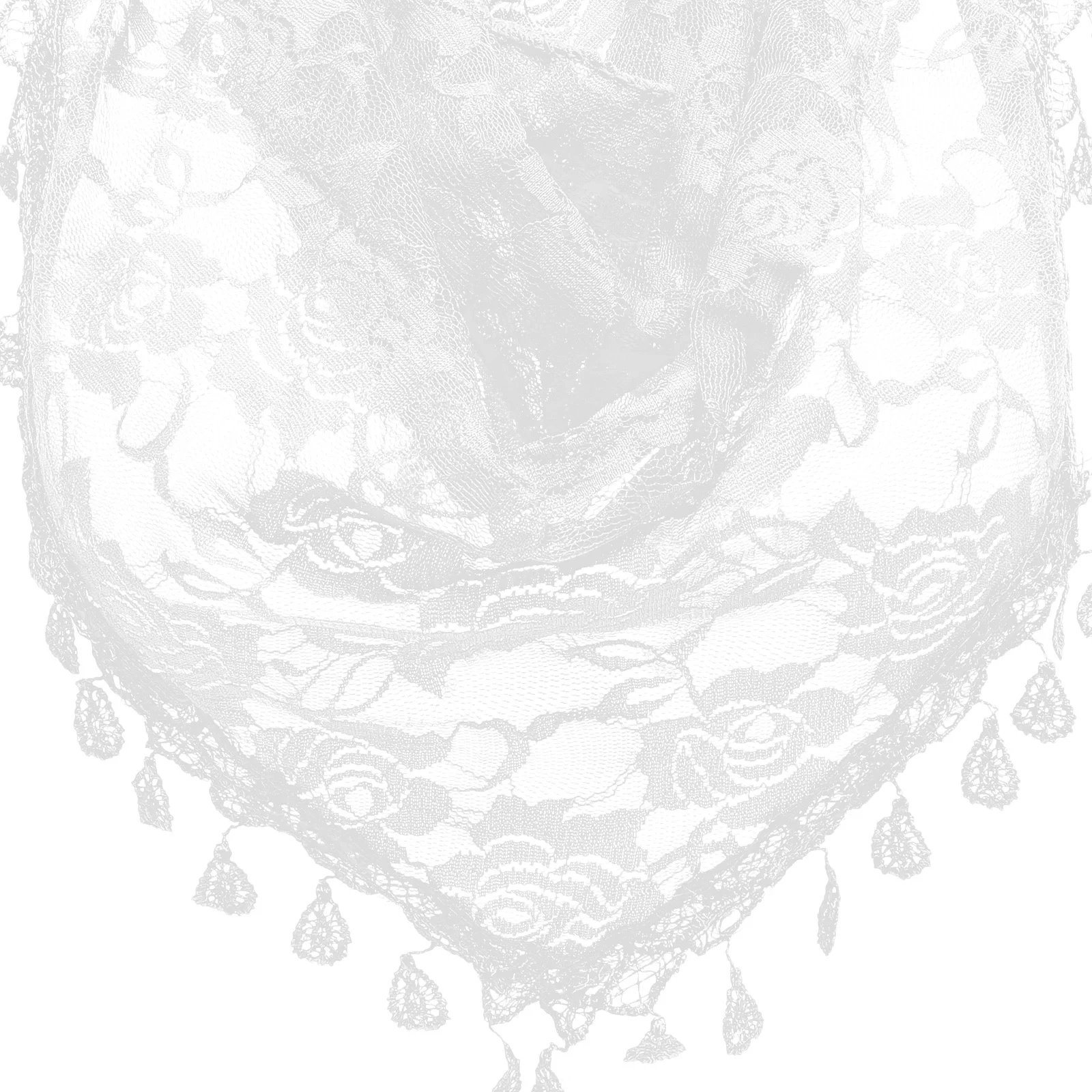 

Lace Triangle Scarf Shawl Veils for Women White Catholic Mantilla Tassel Fringe Sun Protection Photoshoot Stage