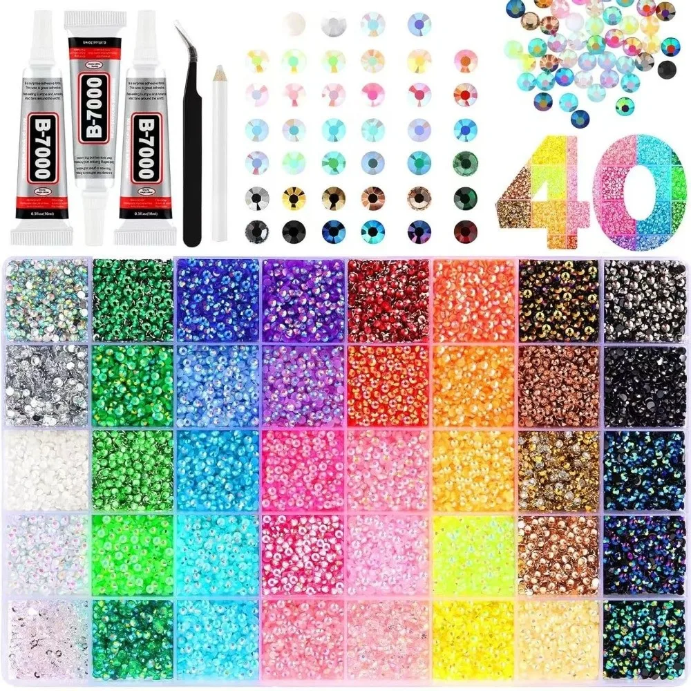 Multicolor Resin Rhinestone Kit DIY Decoration Craft Supplies Jelly Rhinestones Sparkling Flatback Gems for Nail Art Crafting