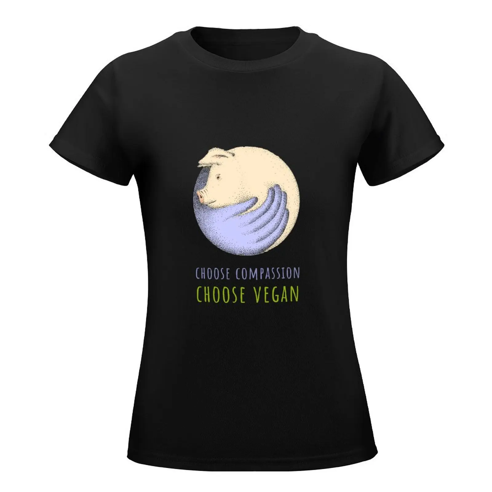 Choose compassion, choose vegan T-Shirt summer top funny cute tops kawaii clothes clothes for woman