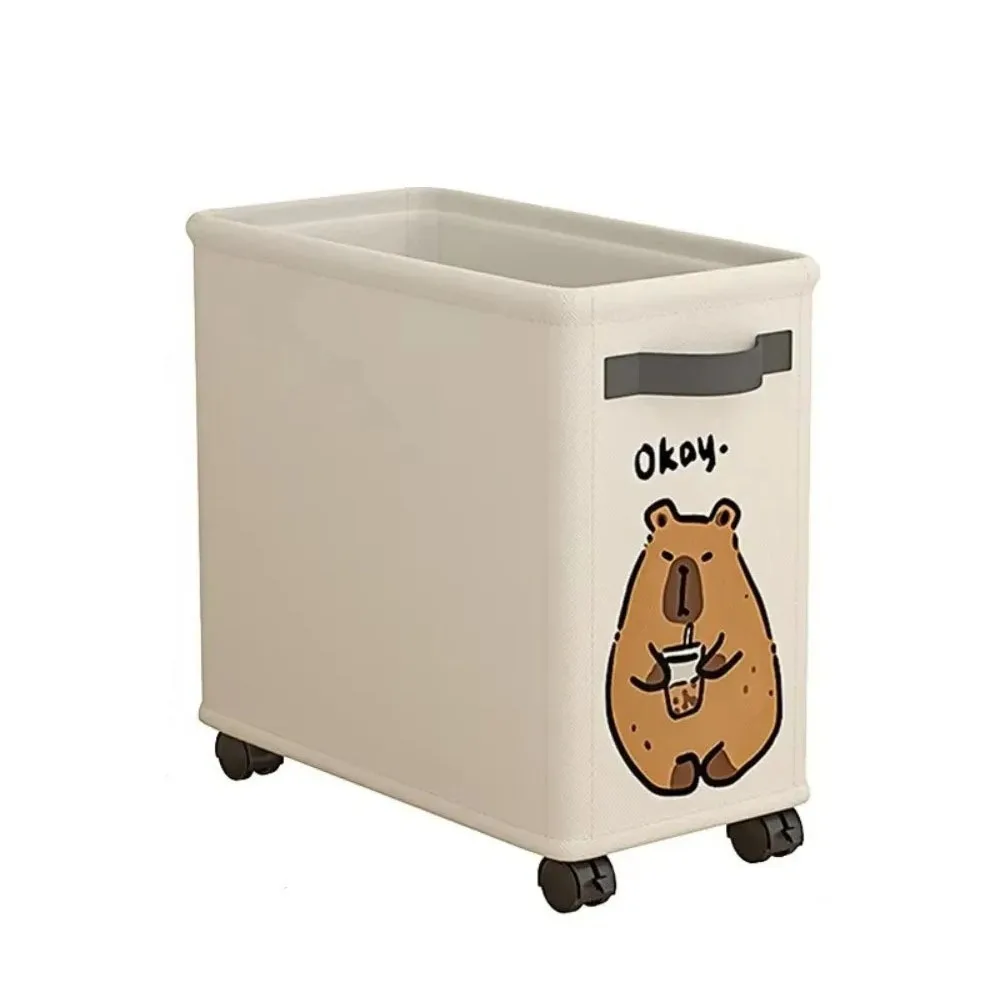 

Oxford Cloth Under Desk Cart Storage Basket Cartoon Animal Print Movable Rolling Storage Cart Cute Large Capacity