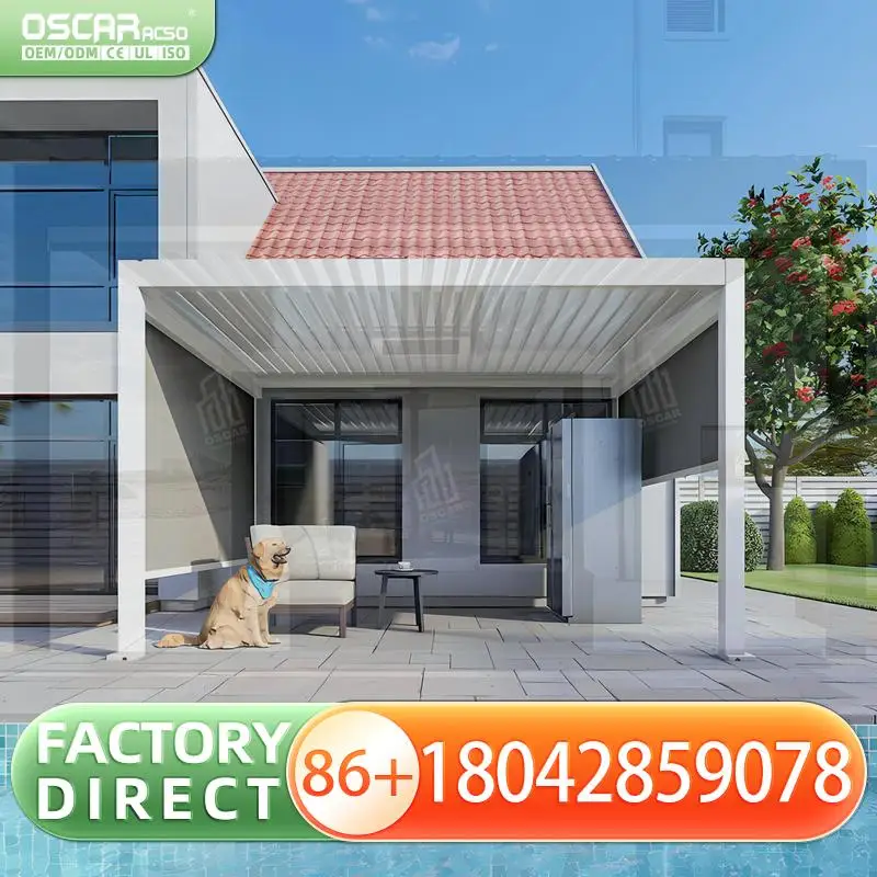 

Spacious Aluminium Gazebo Bioclimatic Design Contemporary Sliding Glass Doors Pergola