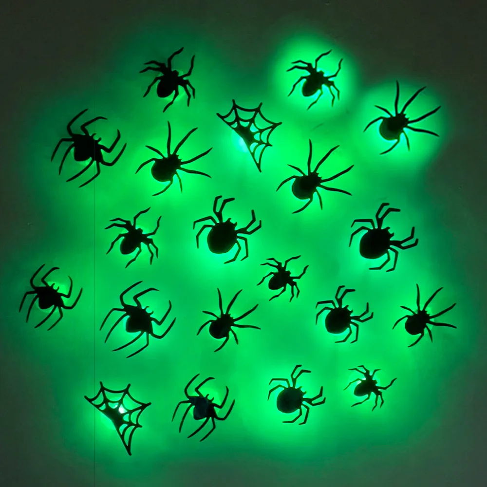 Halloween LED Bats Spider Decor Glow in Dark 3D Wall Stickers Purple/Green Lights for Indoor Outdoor Halloween Party Scares view 3