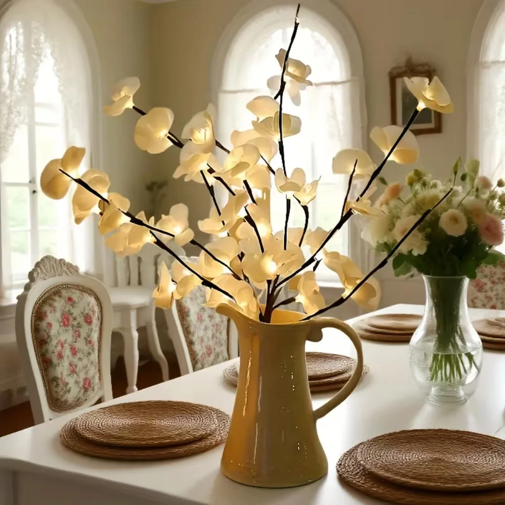LED Butterfly Orchid Tree Branch Lights for Bedroom Living Room Tabletop Wedding Anniversary Valentine Spring Home Decor