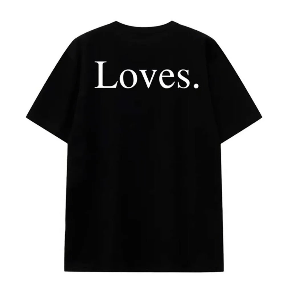 Liebt Buchstaben Druck Schwarz Baumwolle T Shirts Sommer Kurzarm Lose Beiläufige Tops Tees 2026 Sommer Neue Crewneck Einfache T-shirt