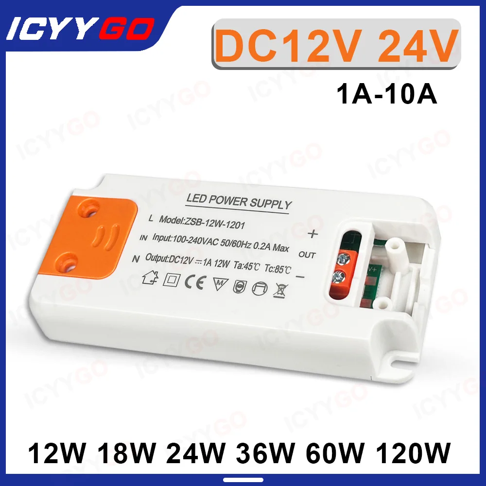 

Светодиодный драйвер DC12V 24V 12W 18W 24W 36W 60W 120W 110V 220V в DC12V, трансформатор для освещения, светодиодный источник питания 1000MA