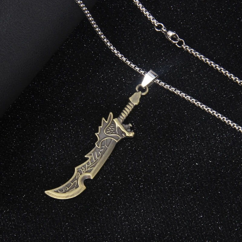 Creative Dragon Slayer Knife Stainless Steel Necklace Retro Domineering Men's Versatile Long Sweater Chain Accessories