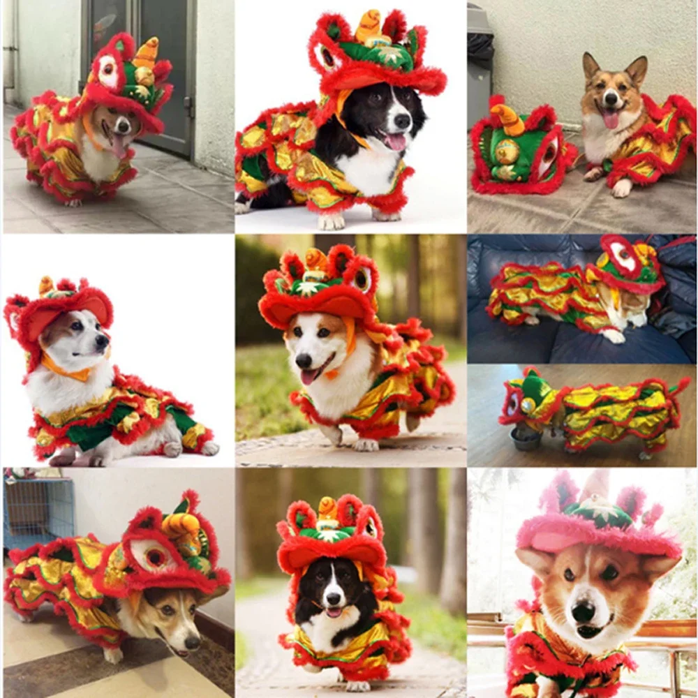 Dog Lion Dance Costume Funny Clothes Pet Lion Dance Dress Four-Legged Suit Comfortable Casual For Festival Partly Christmas image 5