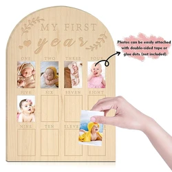 Baby's First Year Photo Display Wood Board Photo Frame Milestone Board 12 Months Baby Picture Frame Birthday Nursery Decorations