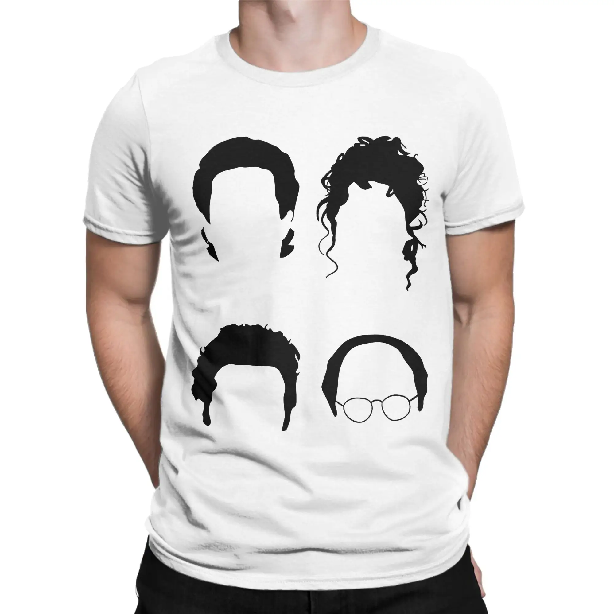Camiseta de Jerry, Elaine, Kramer y George para hombre, ropa de algodón puro Seinfeld, pantalón corto informal, camisetas de manga con cuello redondo