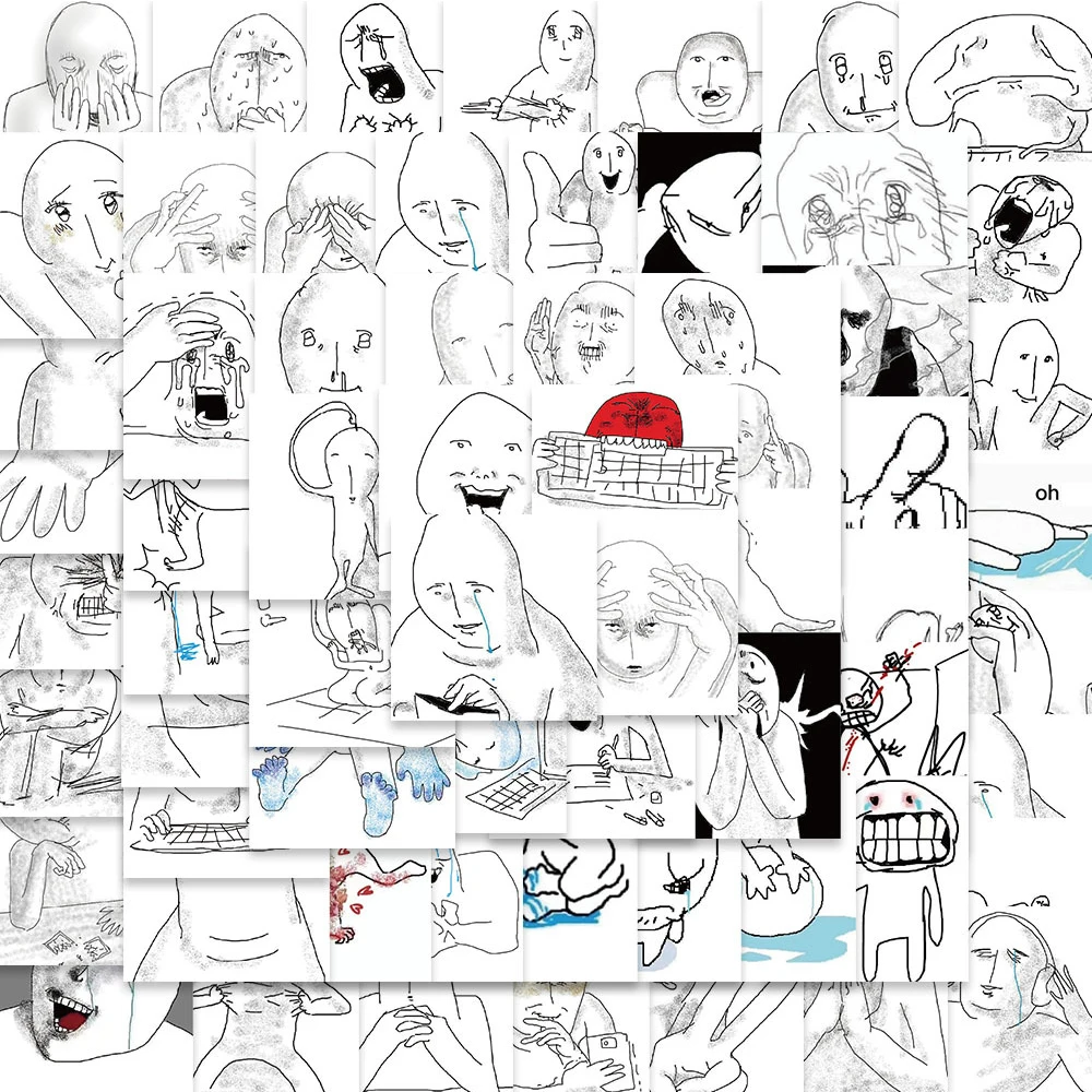 

10/30/62pcs Funny Emotional Collapse Meme Stickers Waterproof Decals Kid Toy Laptop Phone Suitcase Diary Cool Decoration Sticker