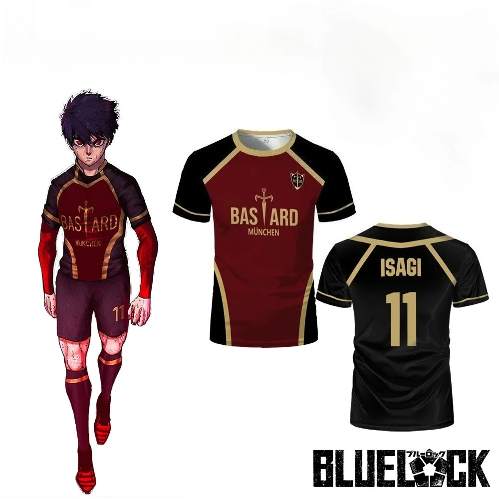 

ISAGI KAISER Men's T-shirts Children's Clothing High Quality 1 Blue Lock Jersey Bastard Munich Japanese Anime Cosplay Tops