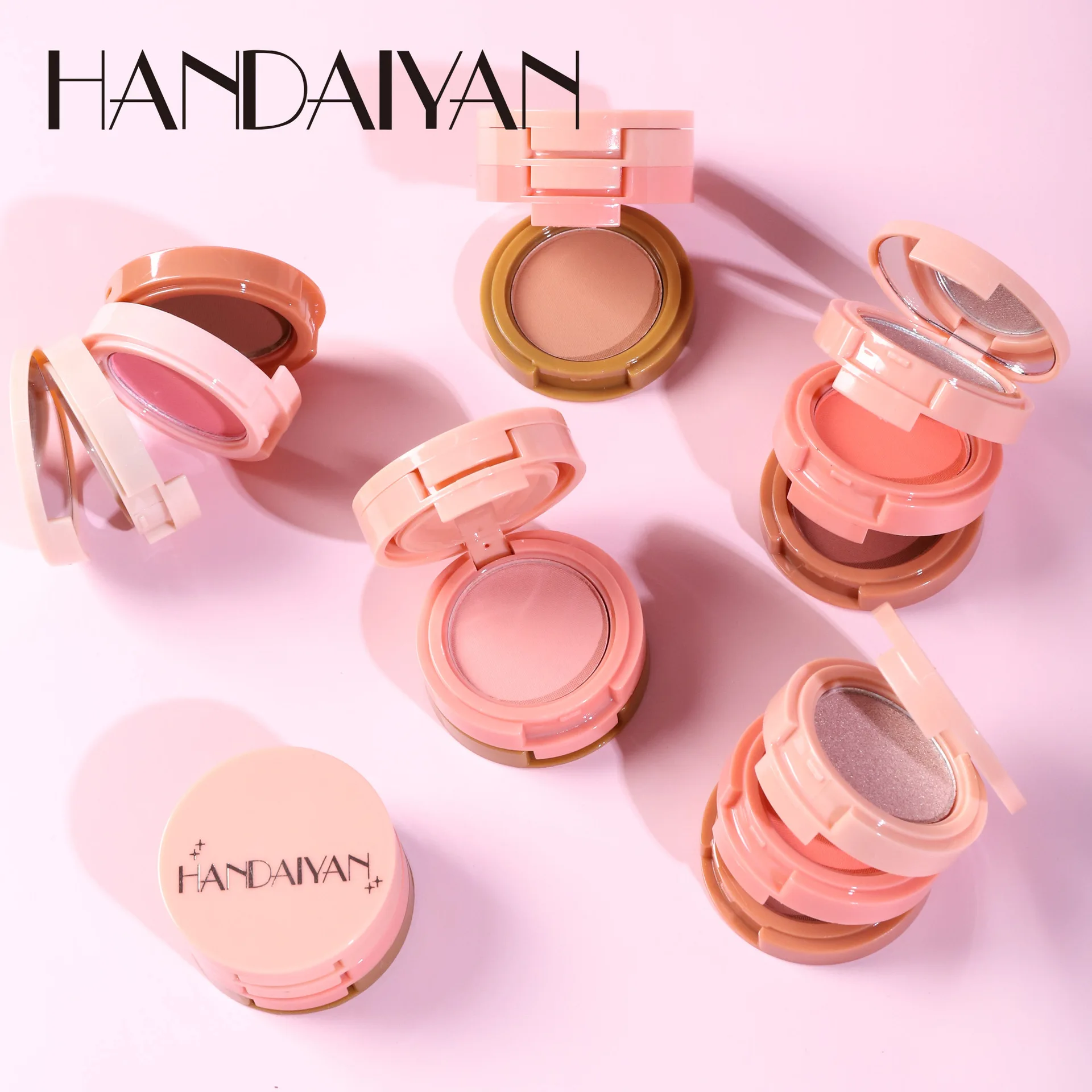 Handaiyan eye shadow highlight powder blusher three in one plate moonlight stone glitter powder face nose shadow portable