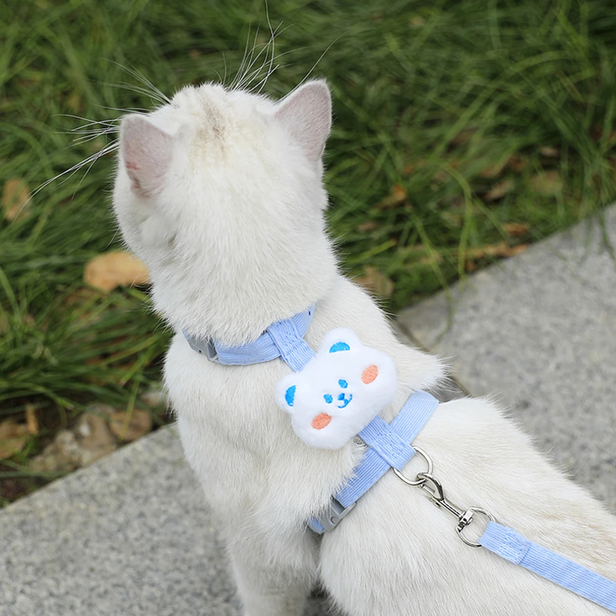 Kattenharnas en riemsets Verstelbaar hondenharnas voor kleine hondenriem Ademend huisdierharnas Out Walking Dog Strap
