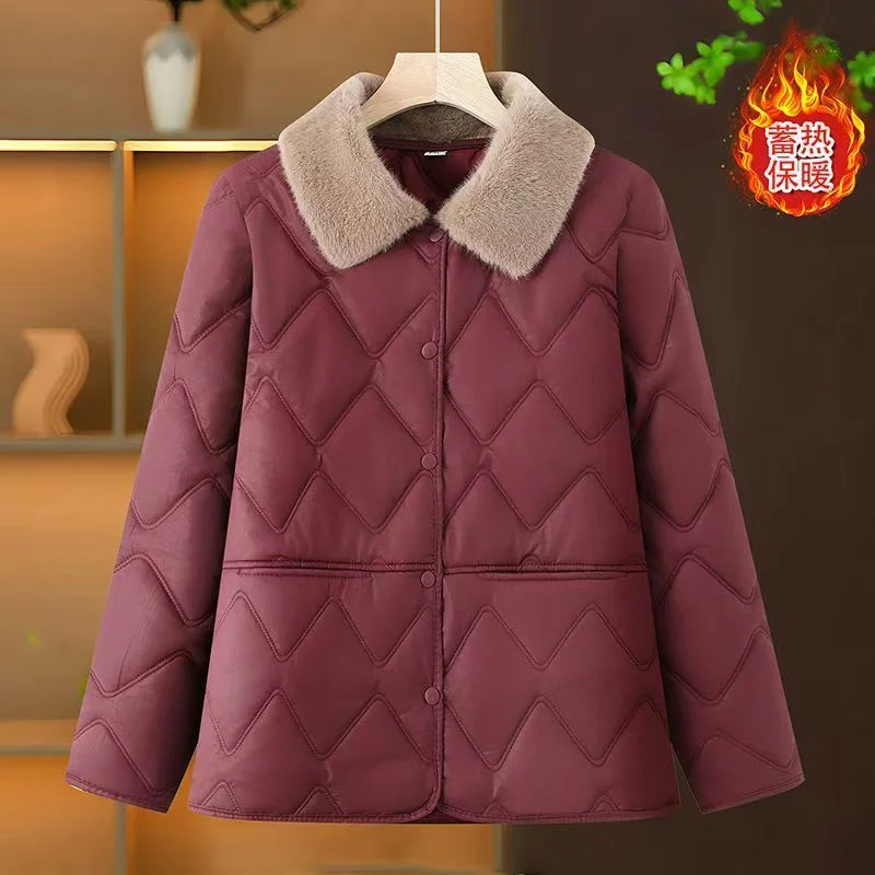 

pu Women's Jacket Cotton-padded Clothes Warm Coat fur Collar Short Cotton-padded Jacket Thickened Fashion Cotton-padded Jacket