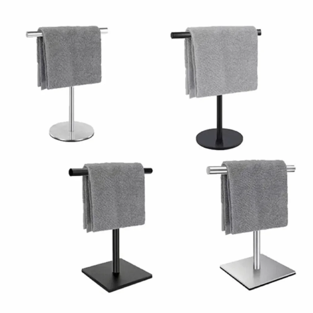 New Stainless Steel Towel Rack Rustproof Movable Display Stand Modern Style Multi-Purpose T-Shape Holder Kitchen
