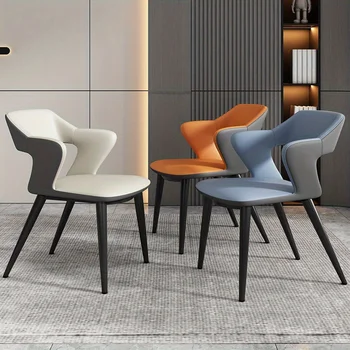 French Style 1Pc Leather Dining Chair with Backrest, Hollow Design, Suitable for Clubhouse Hotel Western Restaurant Cafe