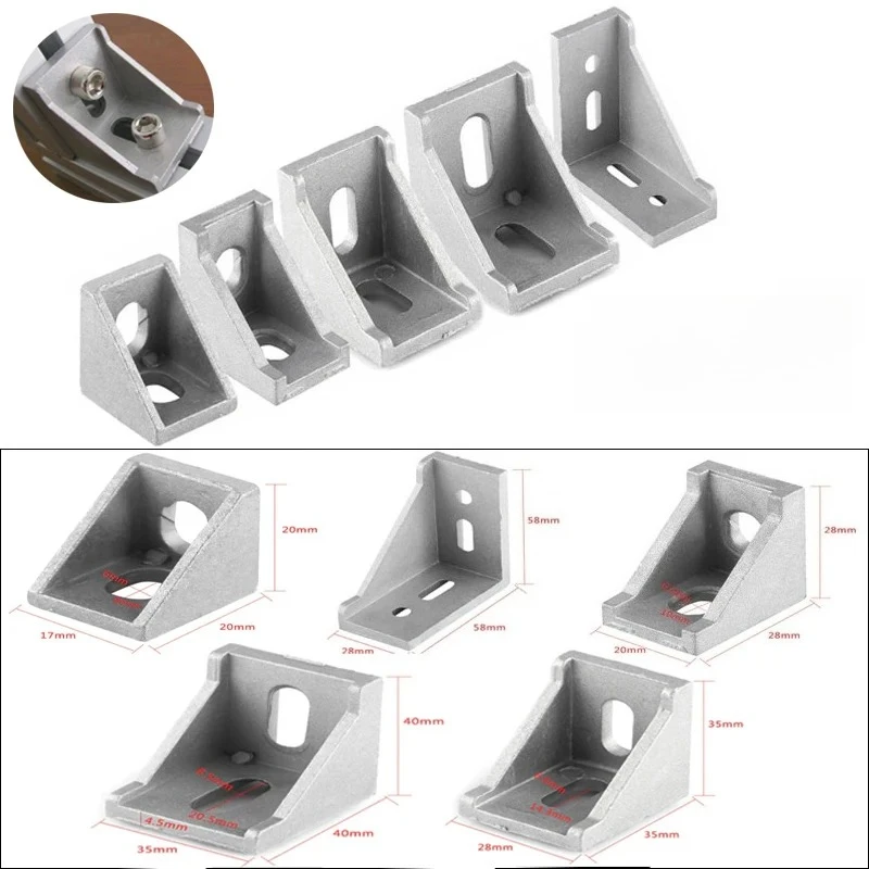 

5/10pcs corner bracket fitting aluminum connector fastener 2020 3030 4040 2028 3060 series industrial aluminum profile