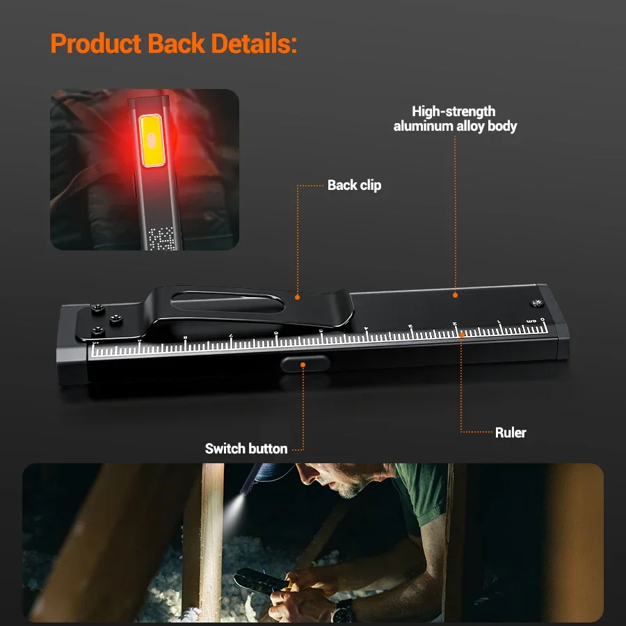 Mini Portable Rechargeable LED Torch Light, Waterproof Outdoor Work Pocket Flashlight with Magnetic Grip, Compact LED Flashlight