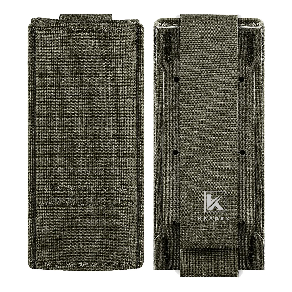 KRYDEX Tactical Single 9mm Pistol Magazine Pouch Kydex Insert 45APC MOLLE Mag Pouch Holder For Duty Belt Vest Hunting Gear