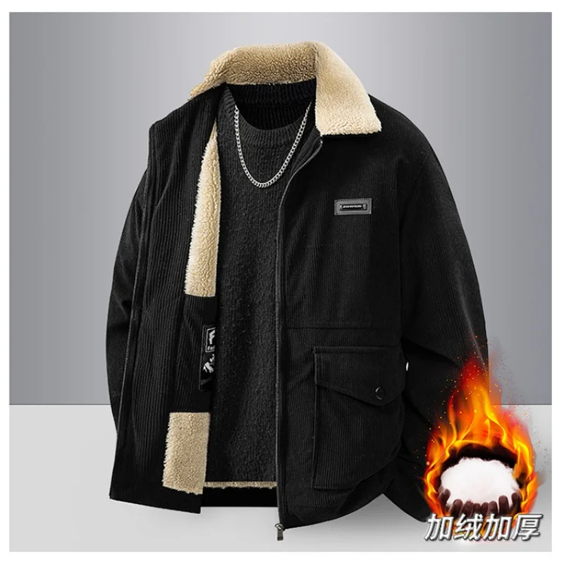 Men's Fleece Lined Thickened Jacket for Autumn Winter Heat-Storing Cold-Proof Comfortable Skin-Friendly Inner Liner 2025 New