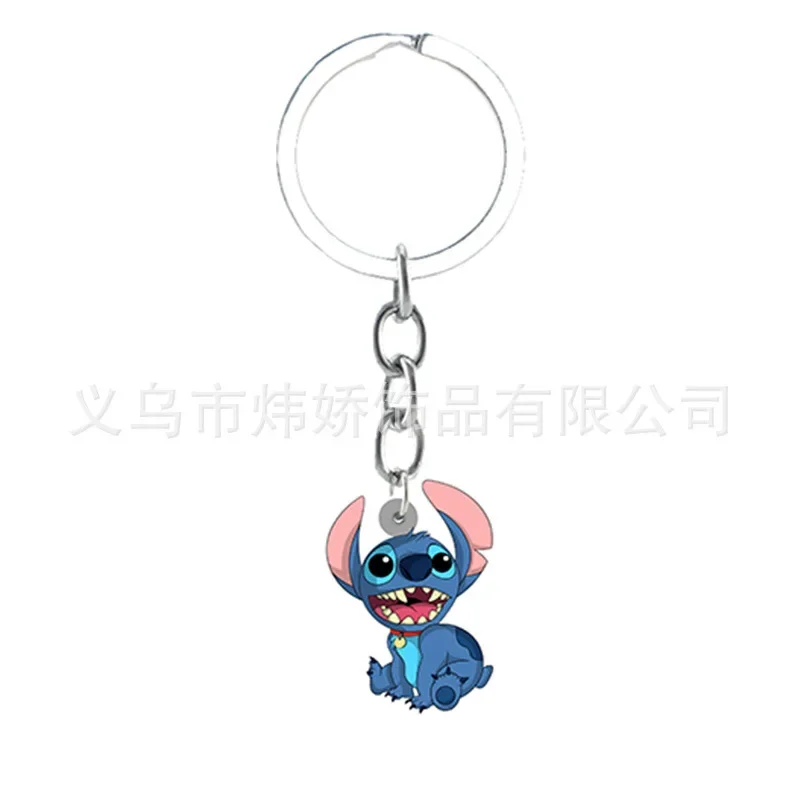 Disney Stitch portachiavi Cartoon Figure Kawaii Blue Stitchs divertente modello acrilico portachiavi novità accessori compleanno regali per bambini