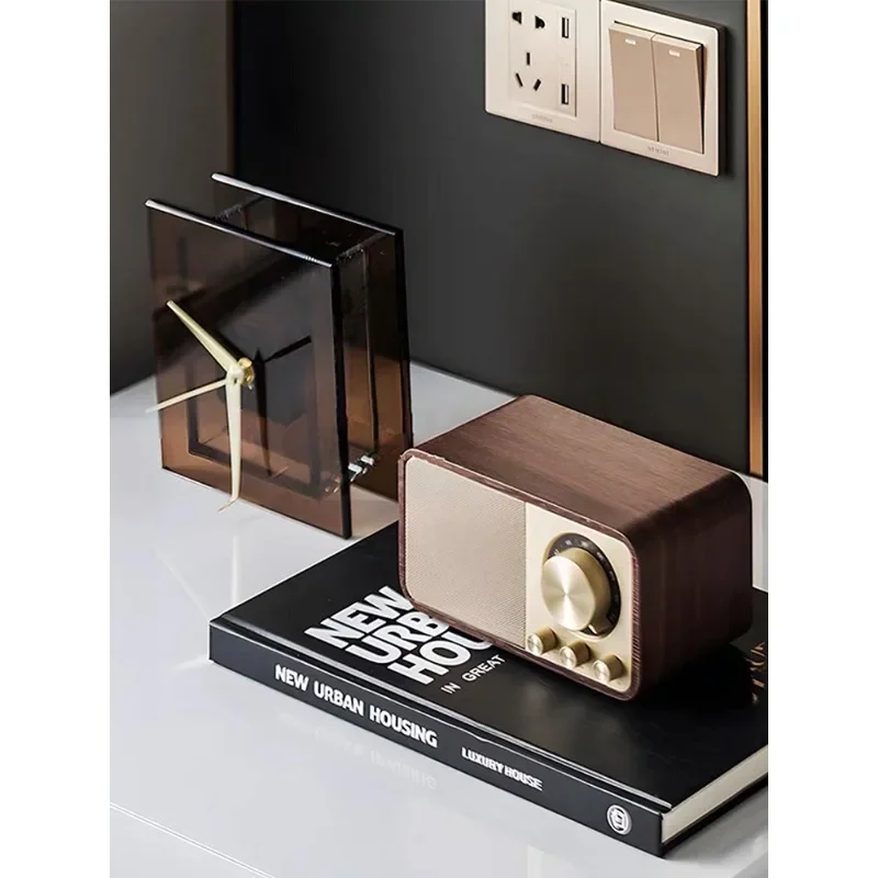 

Light luxury model room bedside table desktop clock sound systemdecorative decoration combination