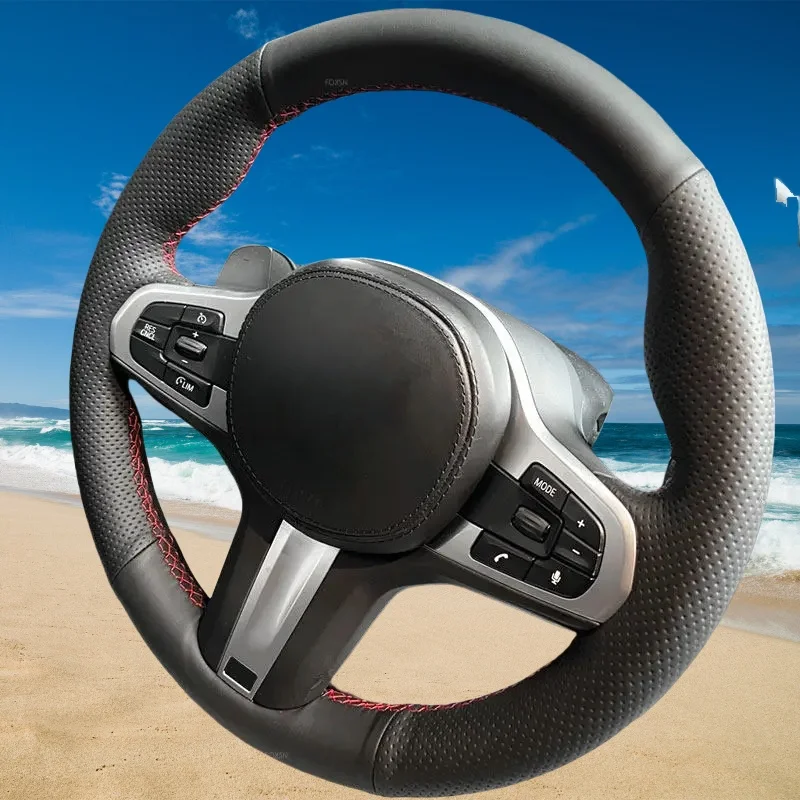عجلة توجيه سيارة غطاء المضادة للانزلاق الجلود جديلة عجلة القيادة لسيارات BMW M Sport G30 G31 G32 G11 G20 G21 X3 G01 X4 G02 X5 G05 G14