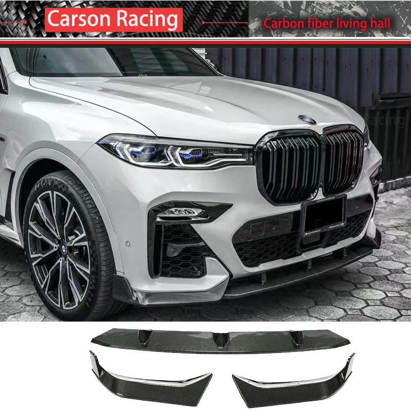 For BMW G07 X7 M Sport 2019-2022 Front Bumper Spoiler  Lip Carbon Fiber Front Lip  Gloss Black Lip G07 Forge Carbon  Fiber Lip