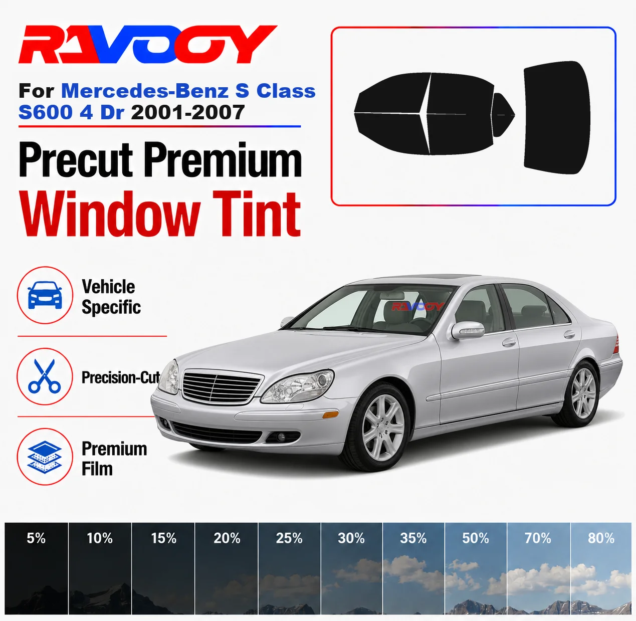 premium-precut-window-tint-kit-front-rear-windows-rear-windshield-for-mercedes-benz-s-class-s600-4dr-2001-2007-nano-ceramic-film