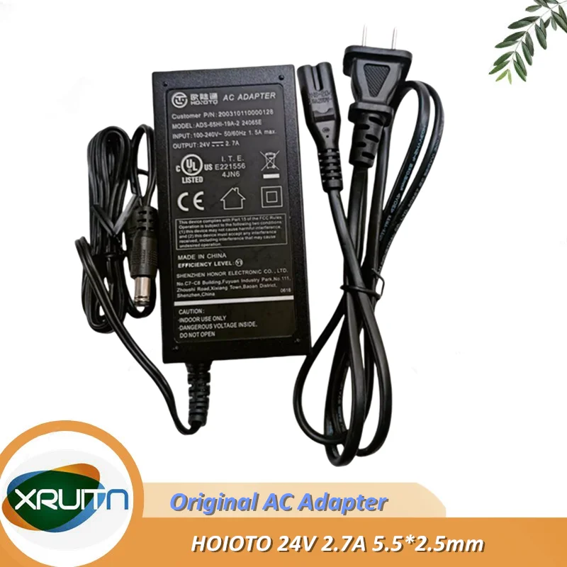 Original ADS-65HI-19A-2 24065E  AC/DC Adapter HOIOTO 24V 2.7A Charger Laptop Power Supply 5.5*2.5mm