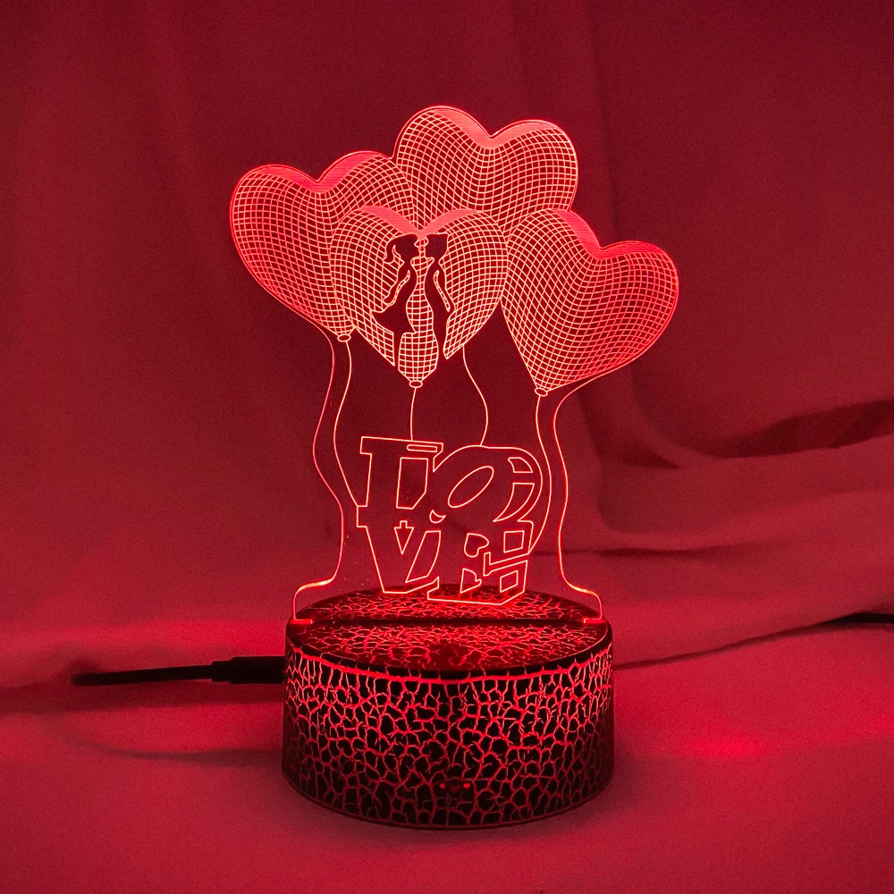 New 3D Lamp LOVE Valentine\'s Day Wedding Gift for Lover Colorfu LED Light Proposal Decoration Room Romantic Lamp Dropshipping