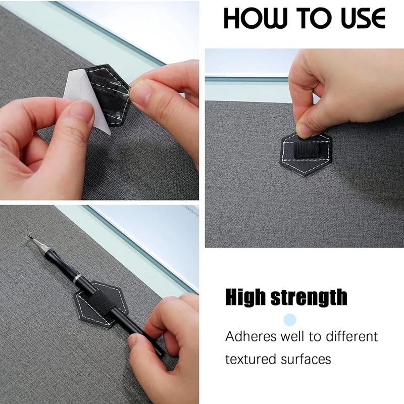 วารสารแบบมีกาวในตัว10ชิ้นที่จับปากกาหนัง PU มีกาวในตัวประมาณ4.5X4cm สำหรับสมุดโน๊ตที่จับปากกาวารสารรูปหกเหลี่ยม