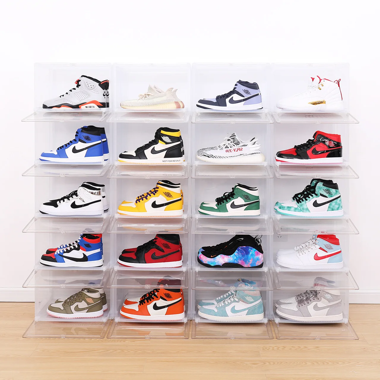 Formwell-DF010 Stackable Shoe Storage Box, Organizer, Transparent Color, Auto Slip Out Design