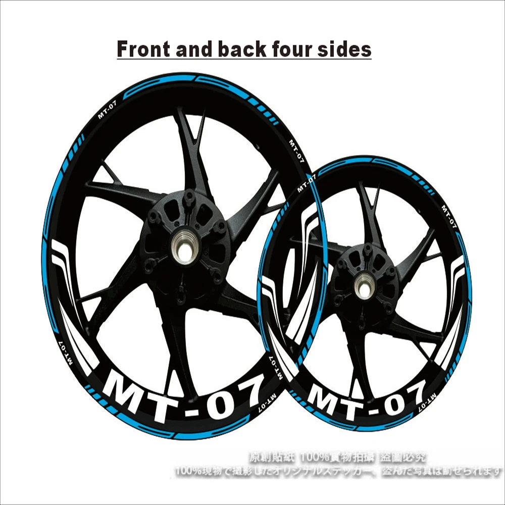 New For MT 10 Reflective Waterproof Sticker 2022 23 YAMAHA MT-07Motorcycle 17 Inch Wheel Hub MT-17 Logo Decal Decoration Set Rim