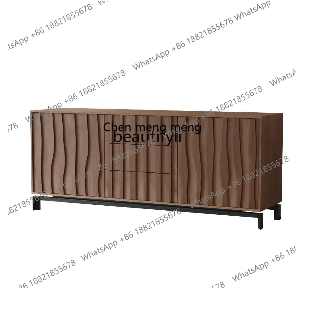 cn8350 ss Log dining room side cabinet pine ash wood simple tea, living room bedroom storage TV cabinet wabi sandy wind solid wo