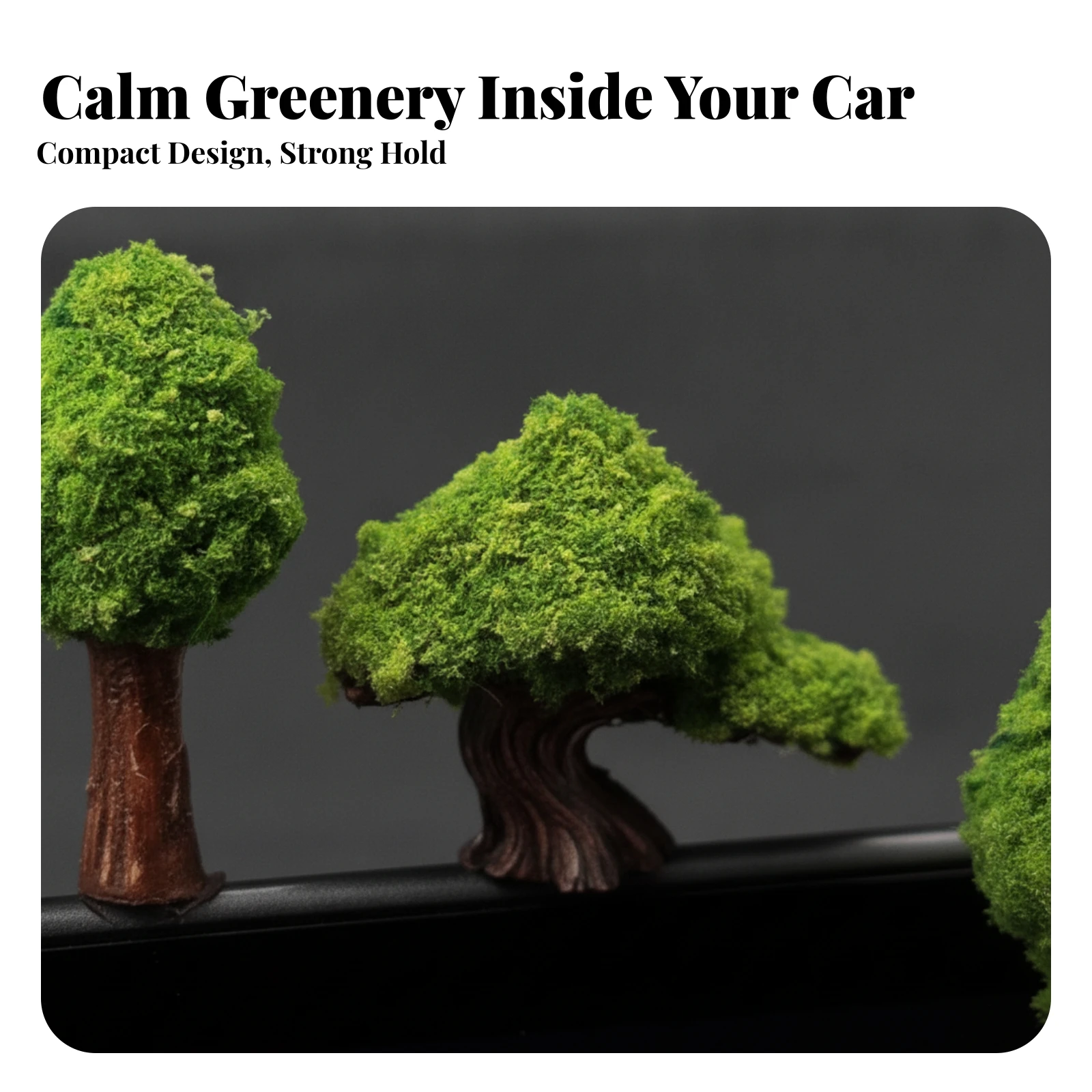 Miniature Tree Dashboard Ornament with Adhesive Base Compact Low Profile Car Decor for Screen