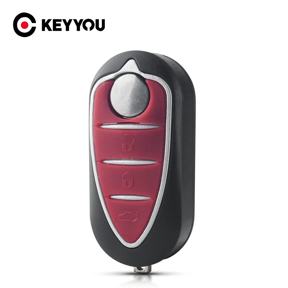 KEYYOU Folding Flip Car Remote Key Shell For Alfa Romeo Mito Giulietta 159 GTA 3 Buttons Replacement Car Key Case Uncut Blade