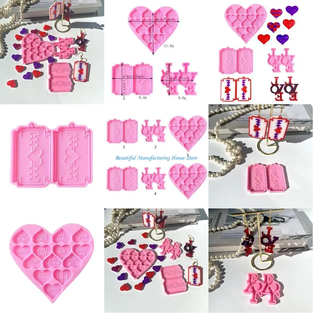 

E56A Jewelry Casting Making DIY Silicone Resin Mold Valentine's Day Decor Moulds Suitable for DIY Lover Eardrop Dangler Mold