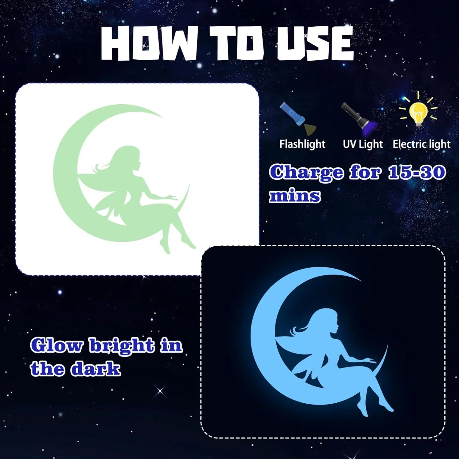 Glow in the Dark Stars Unicorn Bedroom Decor for Girls - Fairy Butterfly Wall Decals, Space Galaxy Wall Stickers for Ceiling Wal