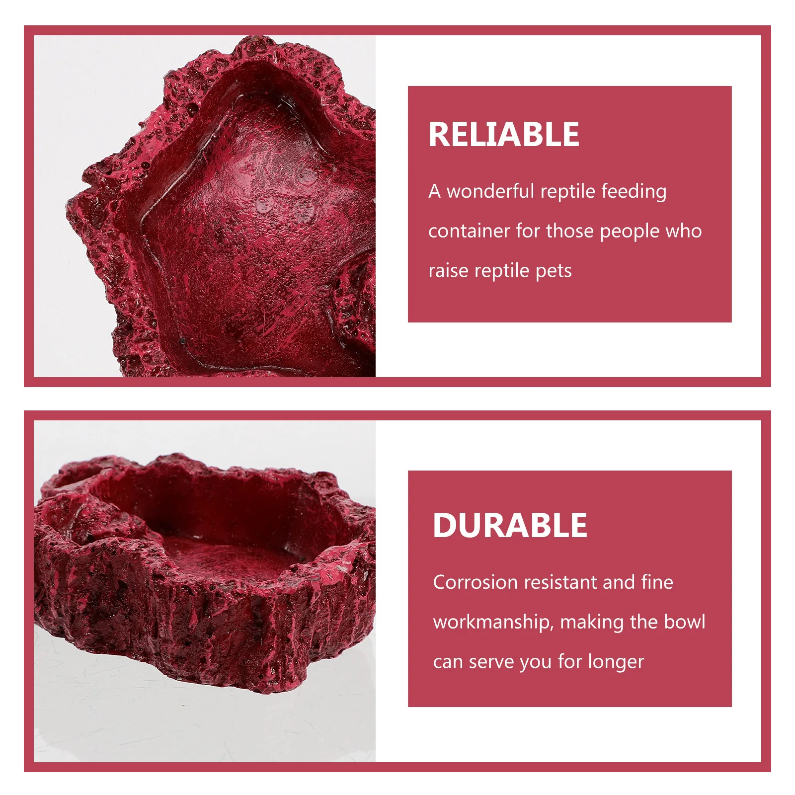 

2Pcs Resin Reptile Water Bowl Wide Base Non-Slip Feeding Container for Snake Tortoise Lizard Pet Habitat Dining Dish