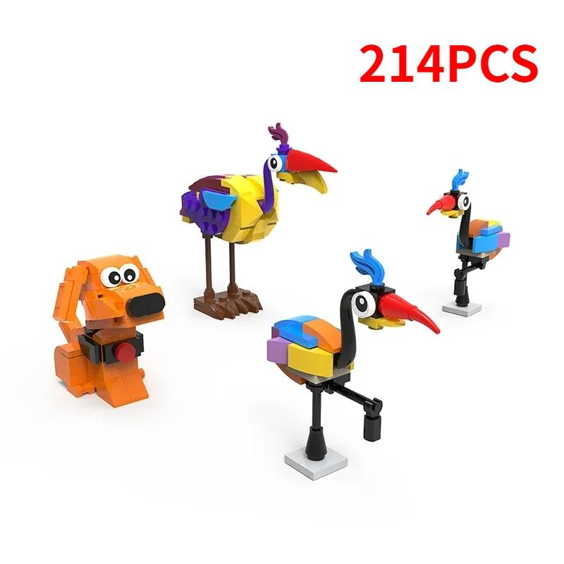 Anime Accessories Mini Pet Kevin Bird and Dog Building Blocks MOC Cartoon Zoon Square Head Figures Assembly Model Kids Toy Gift