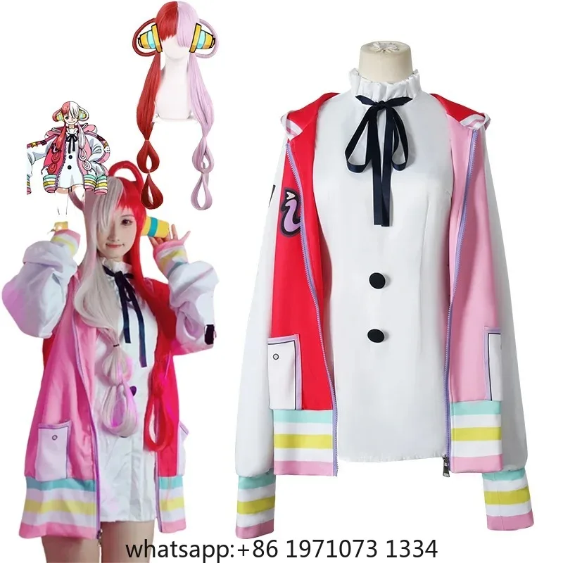 Anime Uta Theatre Version Movie Film Red Daughter Of Shanks Cosplay Costume Wig Wings Headphone Adult Child Halloween Suit