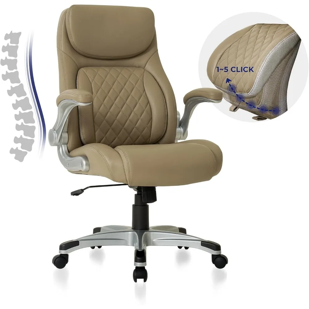 Ergonomic Office Chair Premium Microfiber Leather Adjustable Lumbar Support & Armrests, High Back Comfy Desk Gaming