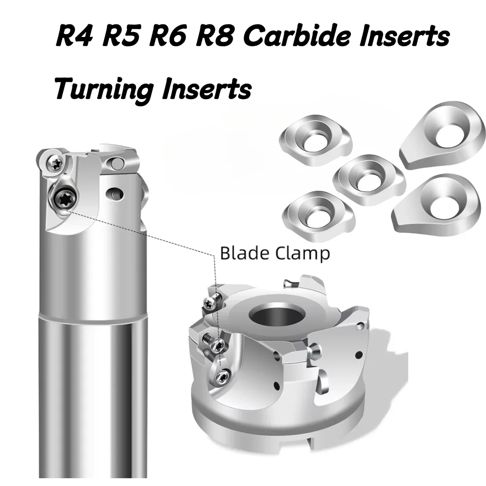 10pcs R4 R5 R6 R8 Carbide Inserts Pressure Plate Screw Clamp Blades M3 M4 M5 Tool Parts Accessories for EMR EMRW