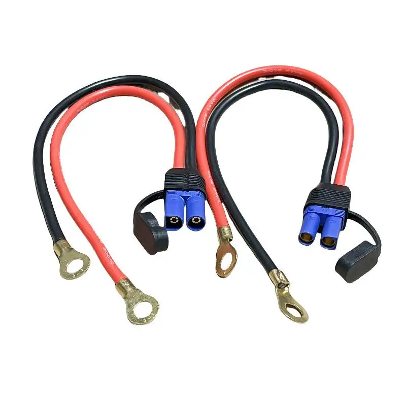 100W EC5 Motorcycle Emergency Start Wire High-power 10AWG Silicone Line EC5 Male Female Plug To O-type Terminal Connection Cable