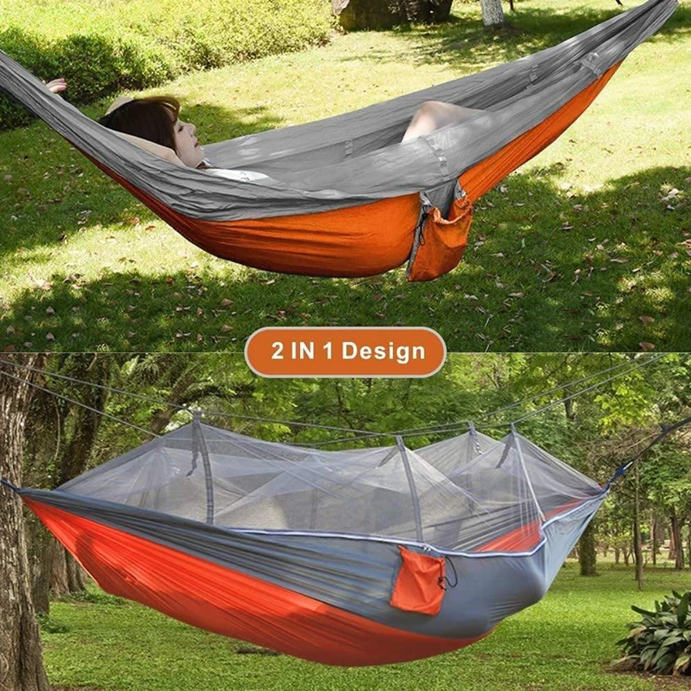 Camping Hammock with Net Lightweight Double Hammock Portable Hammock for Indoor Outdoor Hiking Backpacking Travel Backyard Beach